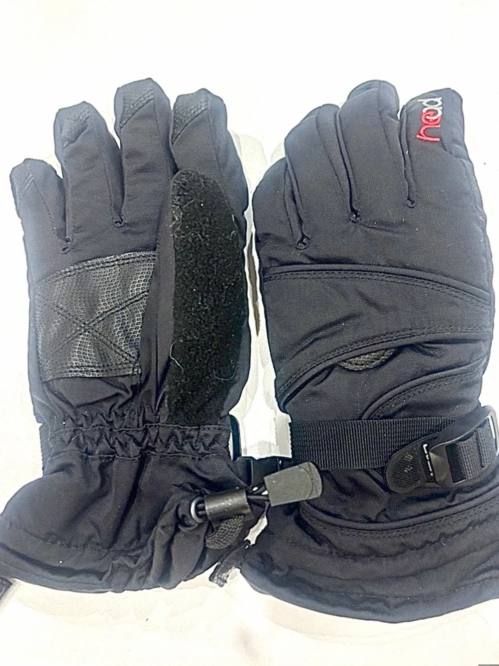 Head Black Kids Ski Mittens with Wrist Strap